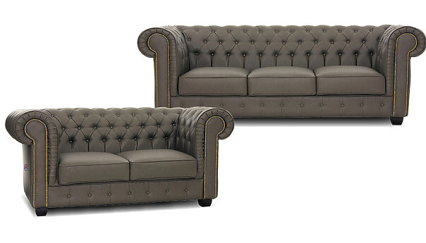 canapé d'angle Chesterfield gris