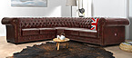 canapé d'angle Chesterfield couleur cognac