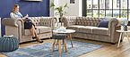 canapés Chesterfield beige, taupe